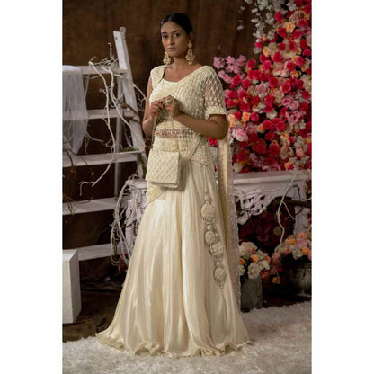 Farha Syed Ivory Lehenga (Set of 5)