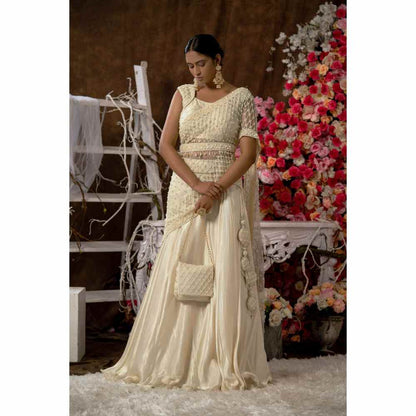 Farha Syed Ivory Lehenga (Set of 5)
