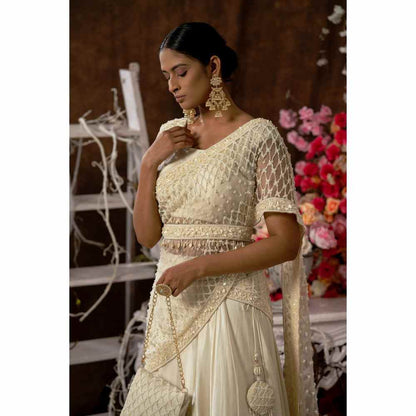 Farha Syed Ivory Lehenga (Set of 5)
