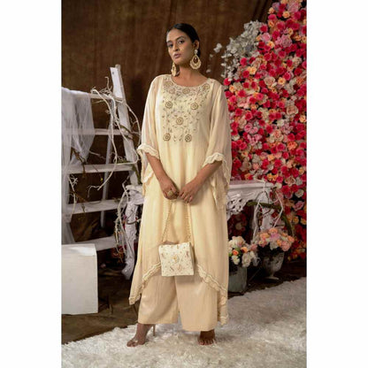 Farha Syed Ivory Champagne Palazzo (Set of 4)