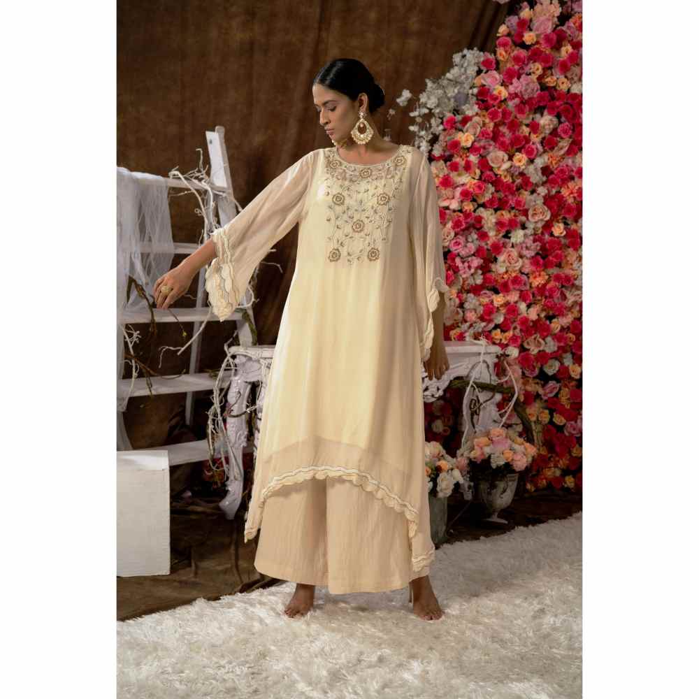 Farha Syed Ivory Champagne Palazzo (Set of 4)