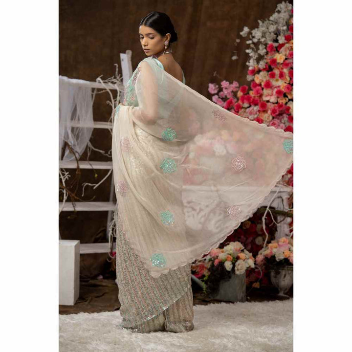 Farha Syed Multi- Colour Saree with Semi-Stitched Blouse