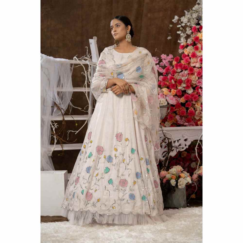 Farha Syed Ivory Anarkali (Set of 3)