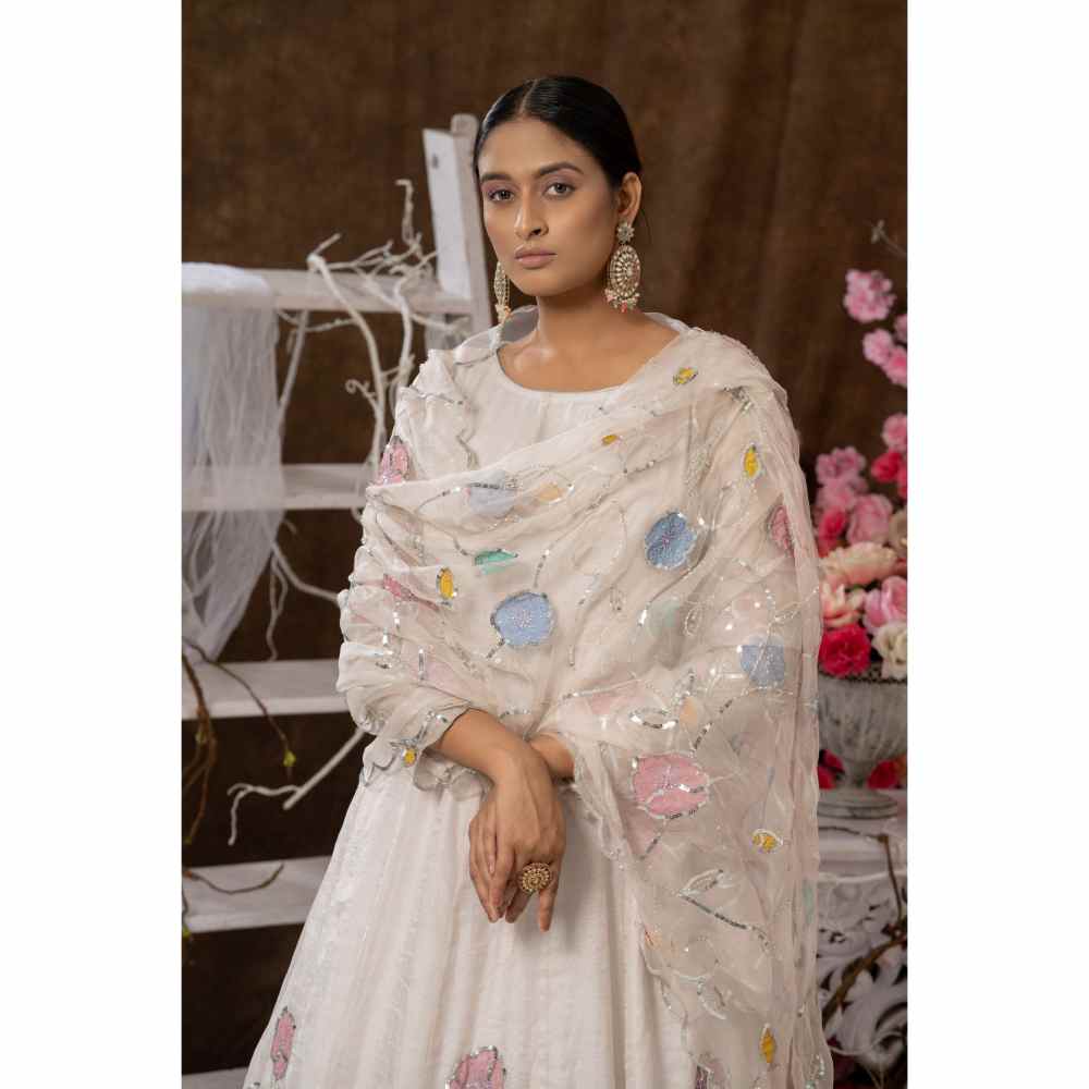 Farha Syed Ivory Anarkali (Set of 3)