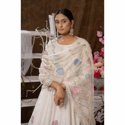 Farha Syed Ivory Anarkali (Set of 3)