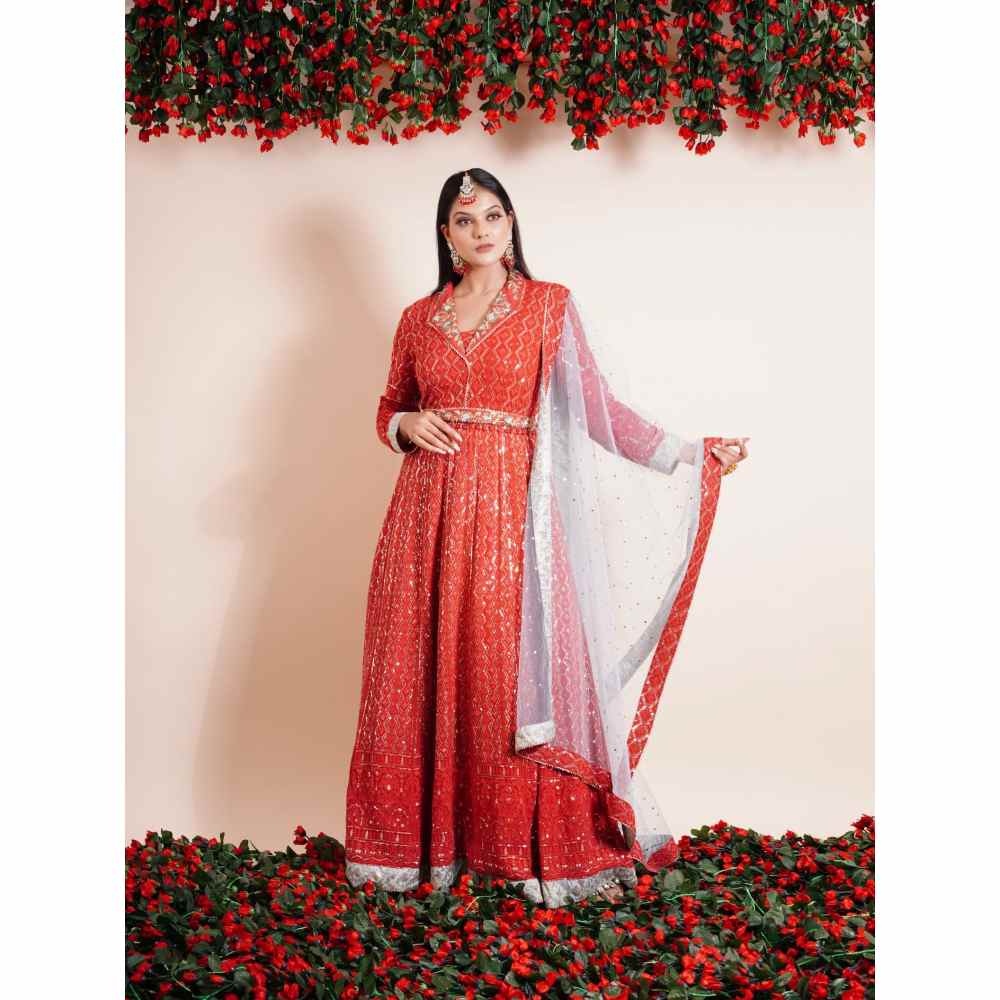 Farha Syed 3 Piece Anarkali With Dupatta And Belt (Set of 3)