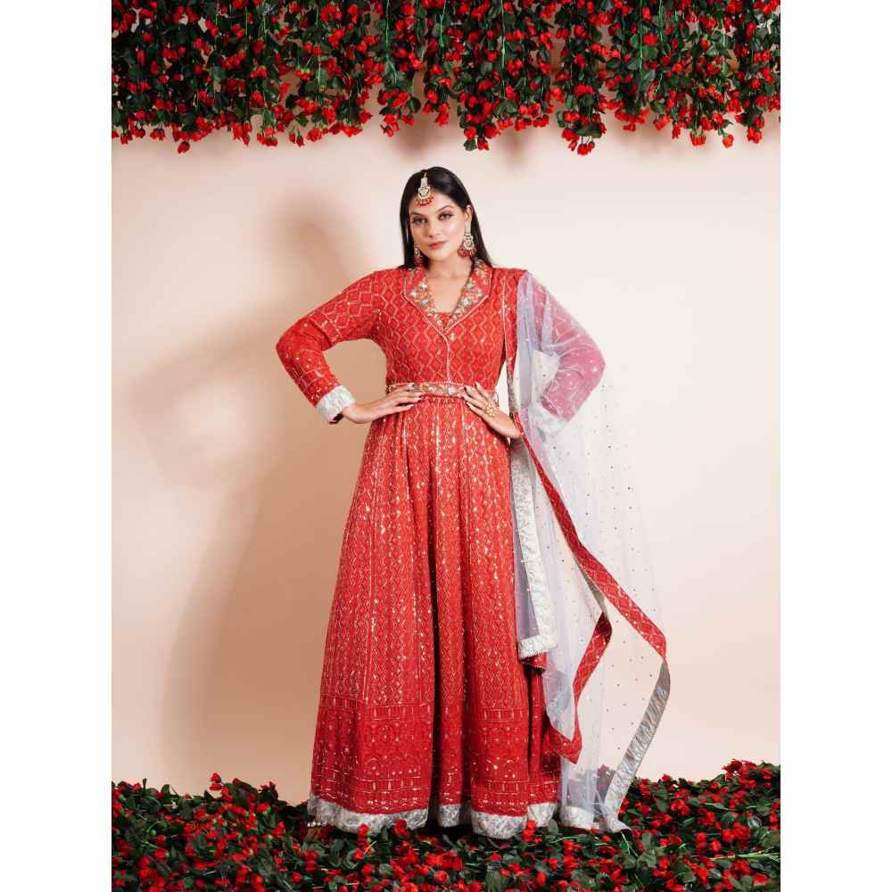 Farha Syed 3 Piece Anarkali With Dupatta And Belt (Set of 3)