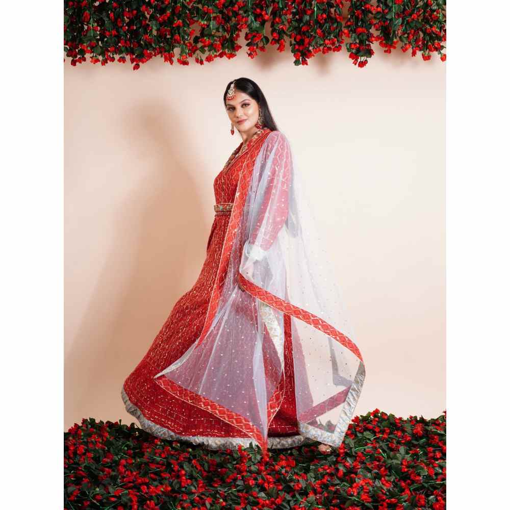 Farha Syed 3 Piece Anarkali With Dupatta And Belt (Set of 3)