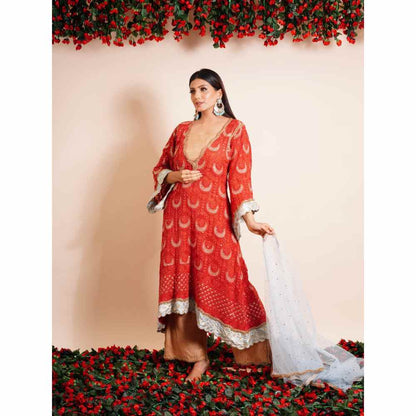 Farha Syed 4 Piece Kaftan Kurta With Bustier, Palazzo And Dupatta (Set of 4)