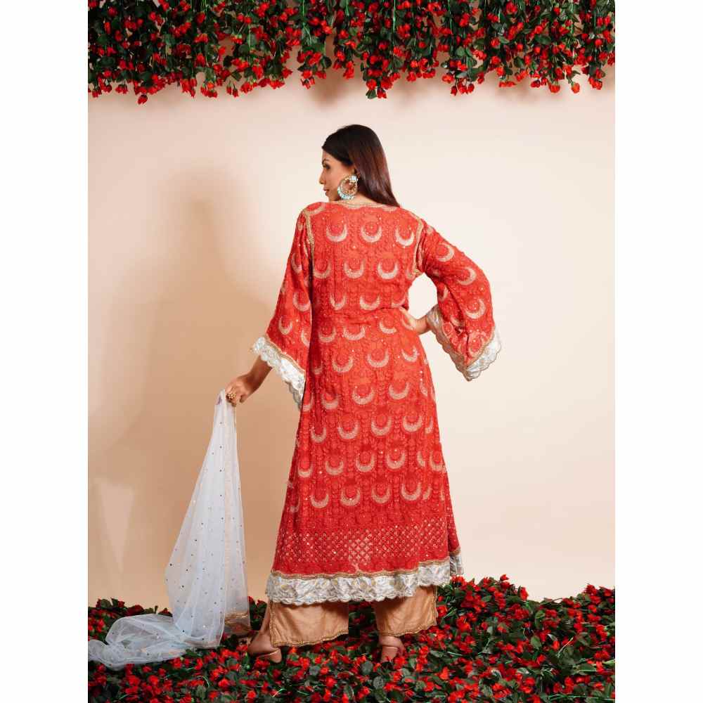 Farha Syed 4 Piece Kaftan Kurta With Bustier, Palazzo And Dupatta (Set of 4)