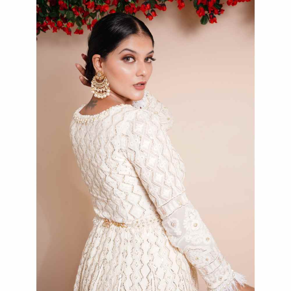 Farha Syed 4 Piece Sharara With Kurti, Cape And Belt (Set of 4)