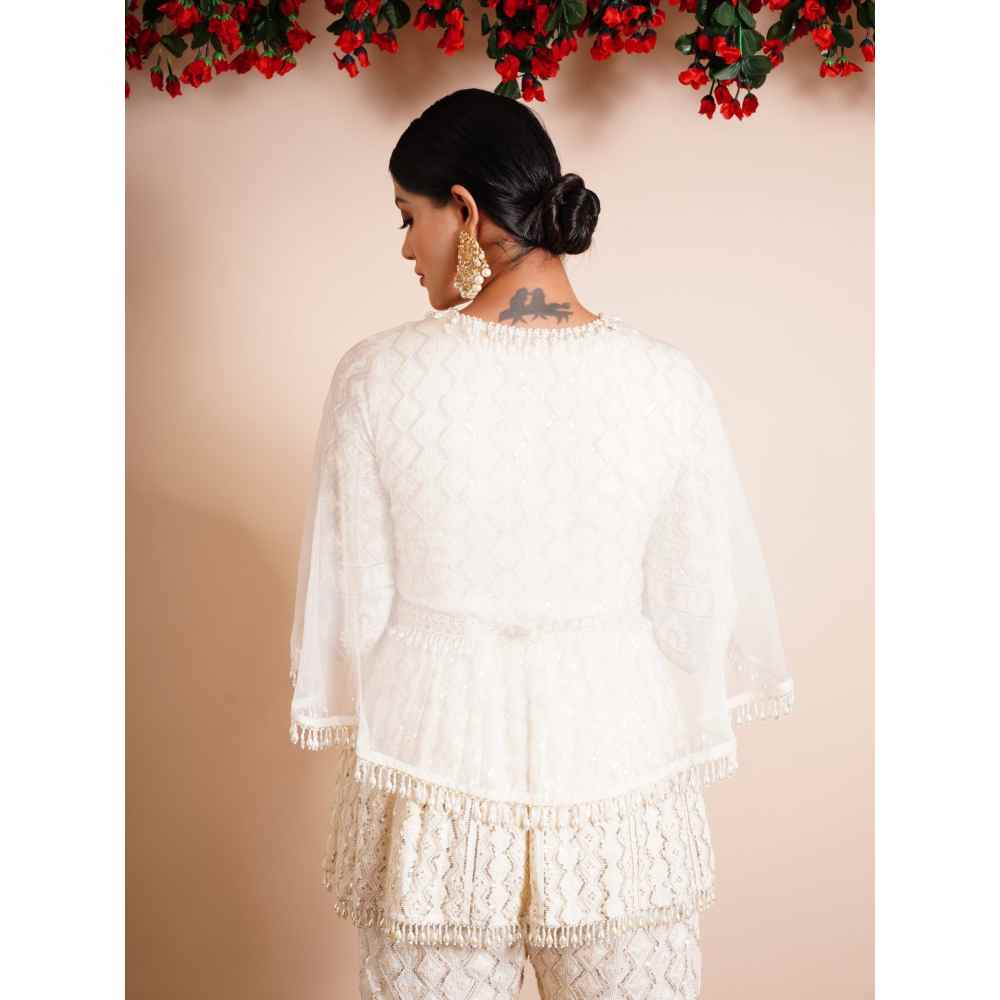 Farha Syed 4 Piece Sharara With Kurti, Cape And Belt (Set of 4)