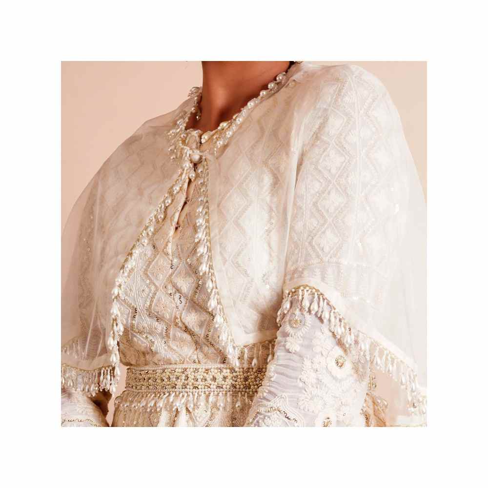 Farha Syed 4 Piece Sharara With Kurti, Cape And Belt (Set of 4)