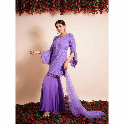 Farha Syed 3 Piece Purple Sharara With Kurta And Dupatta (Set of 3)