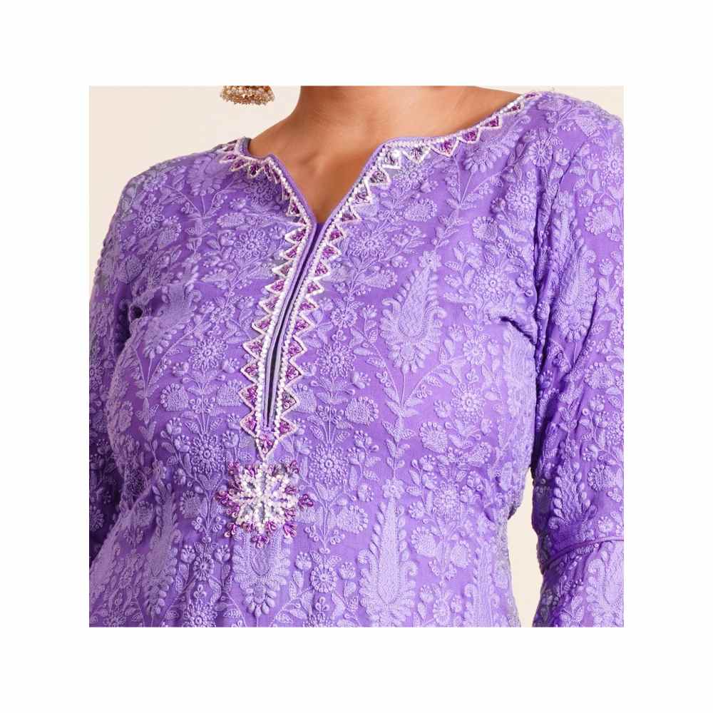 Farha Syed 3 Piece Purple Sharara With Kurta And Dupatta (Set of 3)