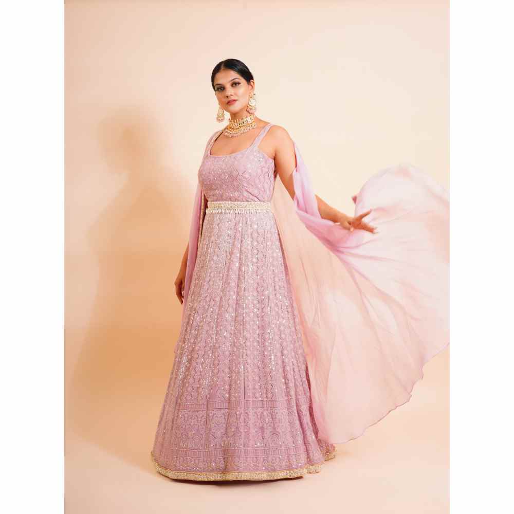 Farha Syed 3 Piece Anarkali Kurta With Belt And Cape (Set of 3)