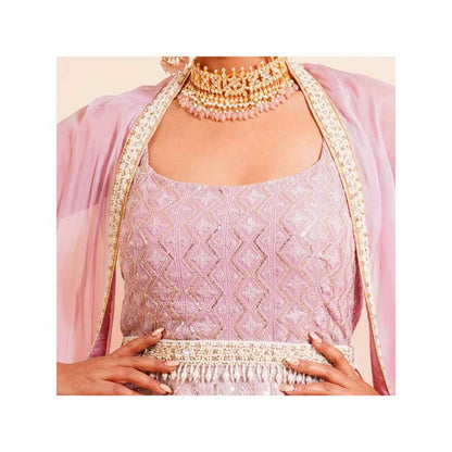 Farha Syed 3 Piece Anarkali Kurta With Belt And Cape (Set of 3)