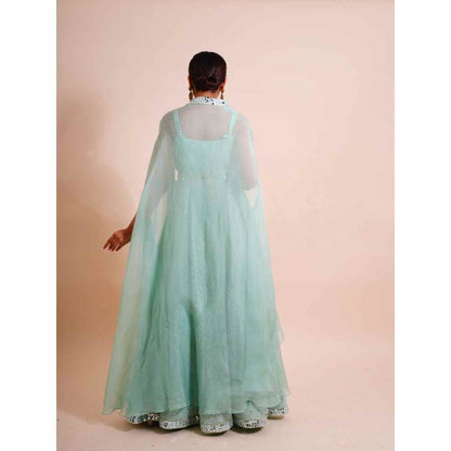 Farha Syed 3 Piece Mirror Anarkali Kurta With Belt And Cape (Set of 3)