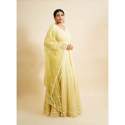 Farha Syed 2 Piece Yellow Anarkali Kurta With Dupatta (Set of 2)
