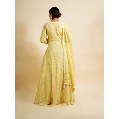 Farha Syed 2 Piece Yellow Anarkali Kurta With Dupatta (Set of 2)