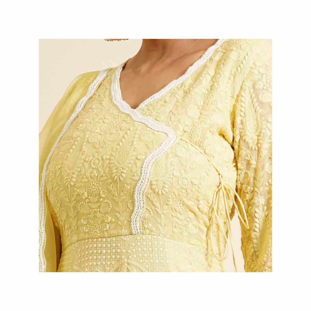 Farha Syed 2 Piece Yellow Anarkali Kurta With Dupatta (Set of 2)