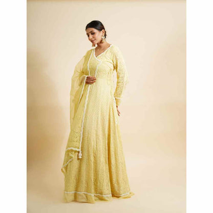 Farha Syed 2 Piece Yellow Anarkali Kurta With Dupatta (Set of 2)