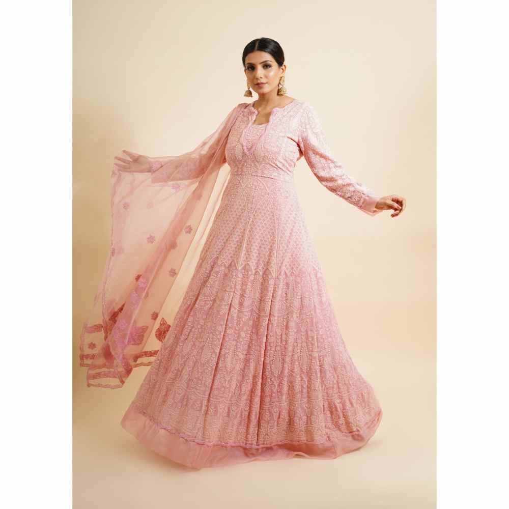 Farha Syed 2 Piece Pink Anarkali Kurta With Dupatta (Set of 2)