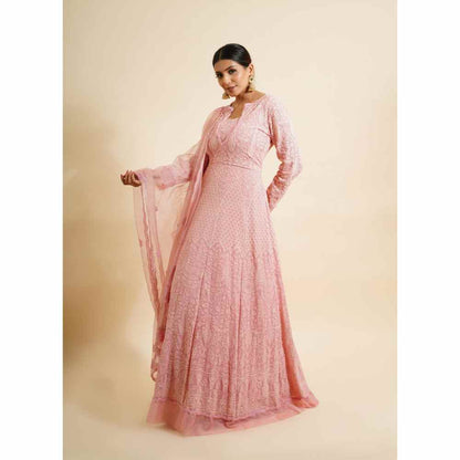 Farha Syed 2 Piece Pink Anarkali Kurta With Dupatta (Set of 2)