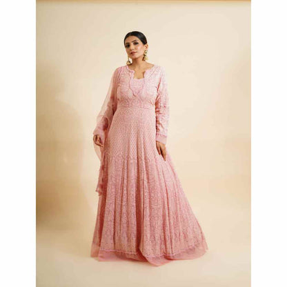 Farha Syed 2 Piece Pink Anarkali Kurta With Dupatta (Set of 2)