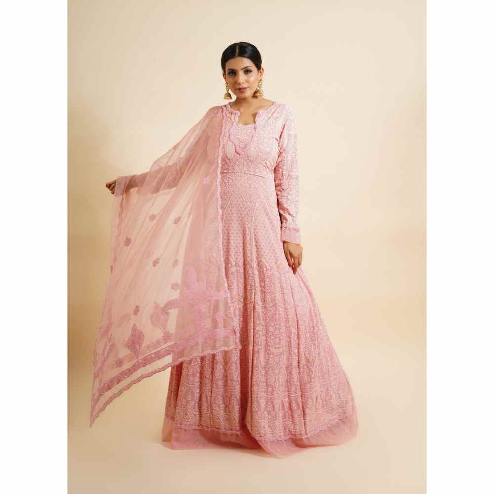 Farha Syed 2 Piece Pink Anarkali Kurta With Dupatta (Set of 2)