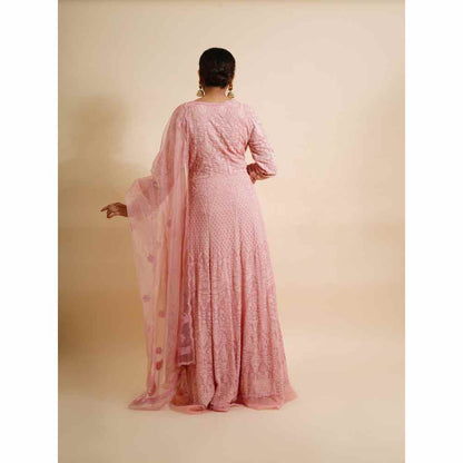 Farha Syed 2 Piece Pink Anarkali Kurta With Dupatta (Set of 2)