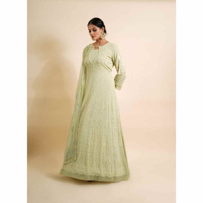 Farha Syed 2 Piece Green Anarkali Kurta With Dupatta (Set of 2)