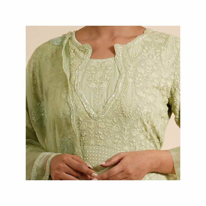 Farha Syed 2 Piece Green Anarkali Kurta With Dupatta (Set of 2)