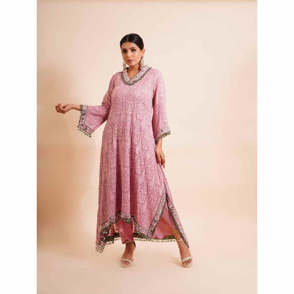 Farha Syed 2 Piece Mirror Work Kurta With Dhoti Pant (Set of 2)