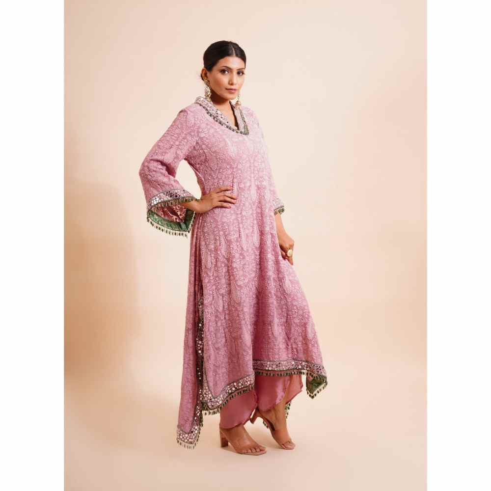 Farha Syed 2 Piece Mirror Work Kurta With Dhoti Pant (Set of 2)