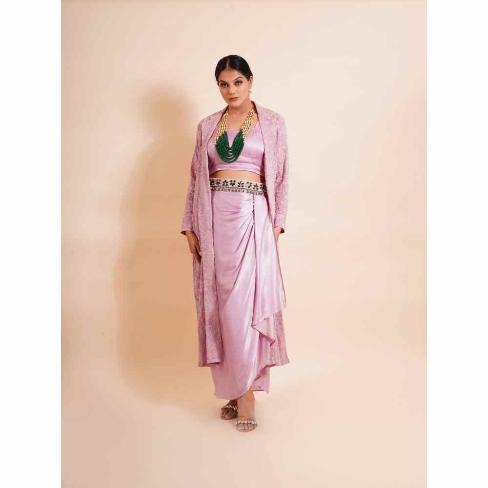 Farha Syed 4 Piece Shrug With Belt And Drape Skirt And Bustier (Set of 4)