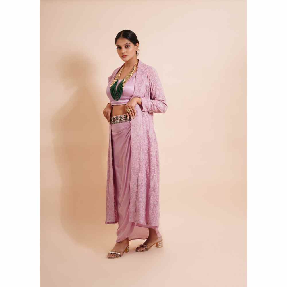 Farha Syed 4 Piece Shrug With Belt And Drape Skirt And Bustier (Set of 4)