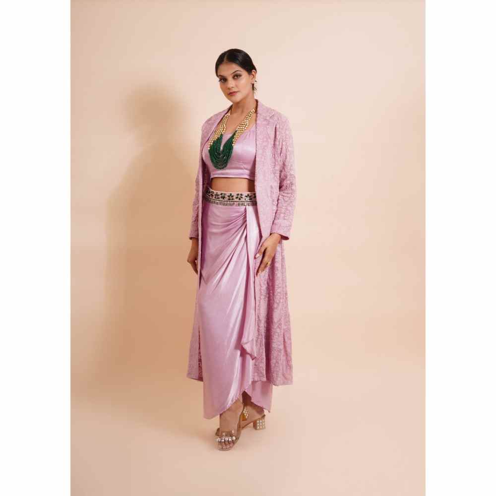 Farha Syed 4 Piece Shrug With Belt And Drape Skirt And Bustier (Set of 4)