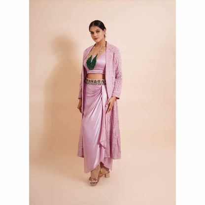 Farha Syed 4 Piece Shrug With Belt And Drape Skirt And Bustier (Set of 4)