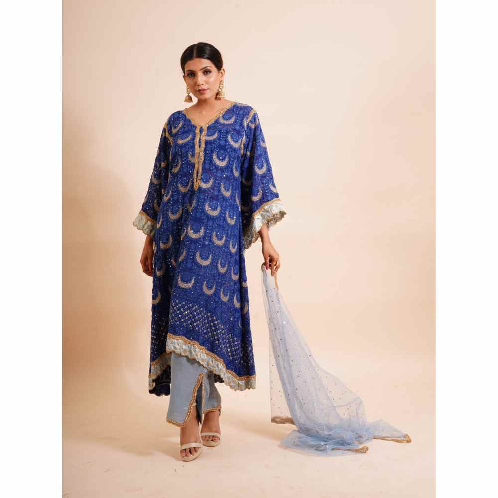 Farha Syed 4 Piece Kaftan Kurta With Inner, Palazzo And Dupatta (Set of 4)