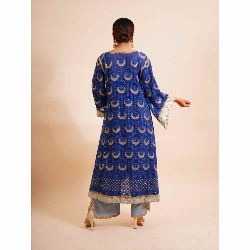 Farha Syed 4 Piece Kaftan Kurta With Inner, Palazzo And Dupatta (Set of 4)