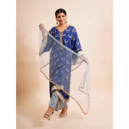 Farha Syed 4 Piece Kaftan Kurta With Inner, Palazzo And Dupatta (Set of 4)