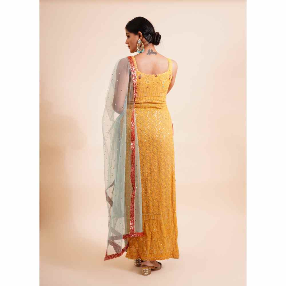 Farha Syed 3 Piece Mustard Kurta With Dupatta And Pant (Set of 3)