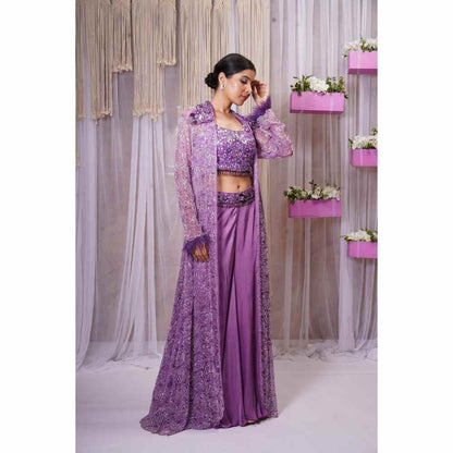 Farha Syed Violet Hand Embellished Palazzo (Set of 4)