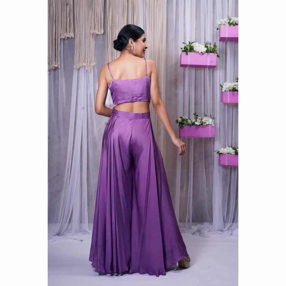 Farha Syed Violet Hand Embellished Palazzo (Set of 4)