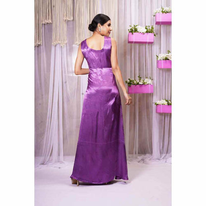 Farha Syed Violet Hand Embellished Shrug with Gown (Set of 3)