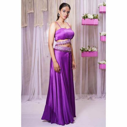 Farha Syed Electric Purple Hand Embellished Palazzo (Set of 4)