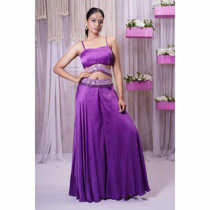 Farha Syed Electric Purple Hand Embellished Palazzo (Set of 4)