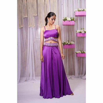 Farha Syed Electric Purple Hand Embellished Palazzo (Set of 4)