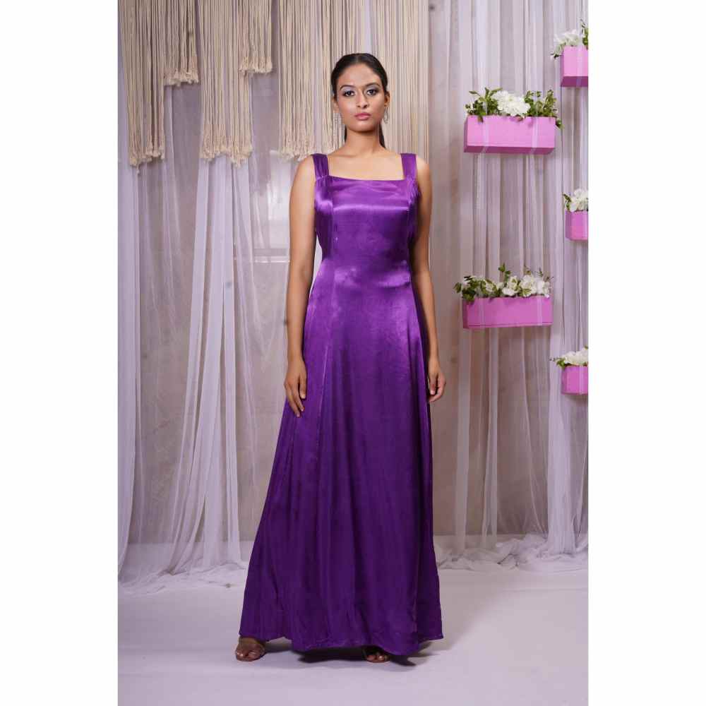 Farha Syed Electric Purple Hand Embroidered Short Shrug with Gown (Set of 2)